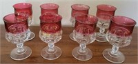D - SET OF 8 KING CROWN CRANBERRY WATER GOBLETS