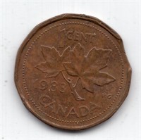 1983 Canada Clipped Planchet Error Cent
