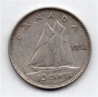 1952 Canada 10 Cent Silver Coin