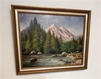 Oil Painting of Mountains by Mobile Artist