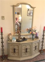 Entryway stand and mirror set