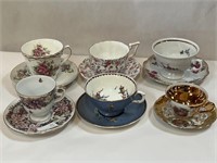 Lot of 6 Vintage Tea Cups & Saucers