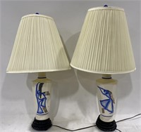(BC) Kay Wood base Ceramic Vase Lamps Item