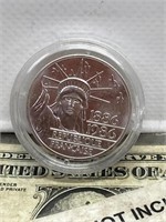 Silver coin 1986 France Statue of Liberty 100f