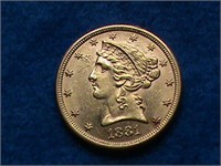 1881 LIBERTY HEAD $5.00 GOLD COIN