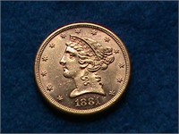 1881-S LIBERTY HEAD $5.00 GOLD COIN