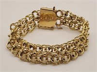 (II) 14kt Yellow Gold Chain Link Bracelet (7"