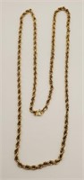 (II) 14kt Yellow Gold Rope Necklace (26" long)
