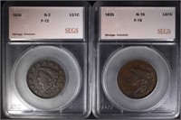 LARGE CENTS; 1830 N-2 SEGS FINE & 1835