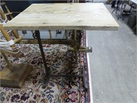 REPURPOSED CAST BASE ADJ. HEIGHT SWIVEL TABLE