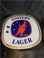 OVAL METAL FOSTER LAGER SIGN 23.5" X 25"