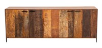 Rustic Style Reclaimed Barn Wood & Metal Credenza