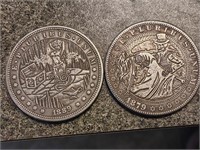 2 Hobo nickel Dollar Morgan coins figures