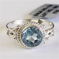 $100 Silver Blue Topaz(1.15ct) Ring