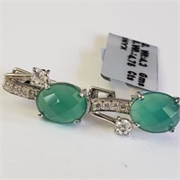 $200 Silver Green Onyx(4.75ct) Earrings