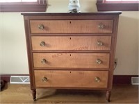 Cherry + Tiger Maple Chest Of Drawers