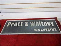 Large Cast Sign. PRATT & WHITNET WOLVERINE.