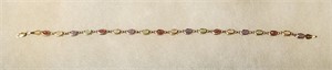 14K Gold Bracelet With Multicolored Stones 7 1/2"