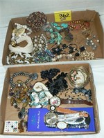 2 FLATS COSTUME JEWELRY WITH WATCHES