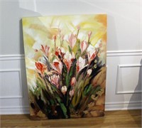 Large Acrylic Floral Artwork on Canvas
