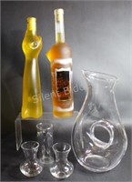 Sealed Collector Bottles of Riesling & Carafe