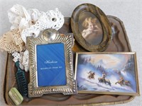 BRASS TRAY & CUPID PICTURE & MORE