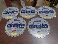 5 Irwin 24T 7-1/4" Circular Saw Blades