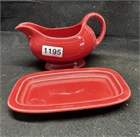 FIESTA COLORED GRAVEY BOAT AND PLATE