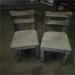 Pair of barnwood chairs
