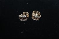 Pair of Gold Layered and CZ Hoop Earrings