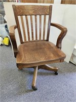 Oak Desk Chair on Casters,