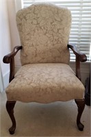 Bedroom chair w gold fabric clean exc.