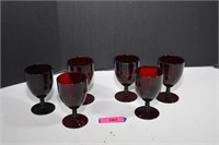 Vintage Anchor Hocking Ruby Red Water Goblets