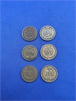 6 U.S.Indian Head Pennies