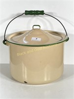 Green And Cream Enamel Stockpot