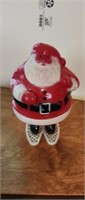 Santa on snowshoes candy container 4 1/2 x 3 1/2"