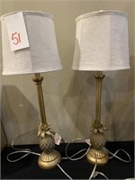 31 “ PAIR OF GOLD PINEAPPLE BUFFET LAMPS