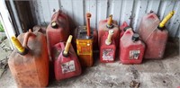 Metal & plastic gas cans 6 gallons to 1 gallon,