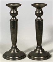 Pr. Kirk pewter candlesticks - 8.25" tall, 3.5"