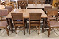 ANTIQUE DROP LEAF TABLE WITH 6 CHAIRS