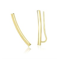 14k Gold Curved Tube Polished Earrings