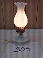 HOBNAIL MILK GLAS  HURRICANE LAMP