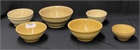 6 Yellowware Banded Mixing Bowls