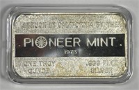 Vintage 1973 PIONEER MINT 1 oz Silver Bar