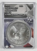 2021 Silver American Eagle Proof ANACS MS70