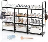 (N) 4 Tier Shoe Rack, Wide Shoe Rack, Metal Shoe R