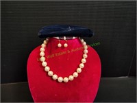 Danbury Mint Faux Pearl Necklace & Earrings
