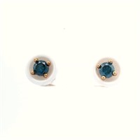9ct Y/G blue diamond earrings