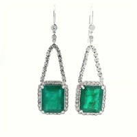 18ct white gold emerald dia earrings