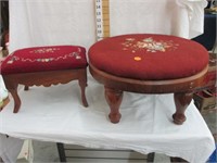 (2) Amana embroidered foot stools